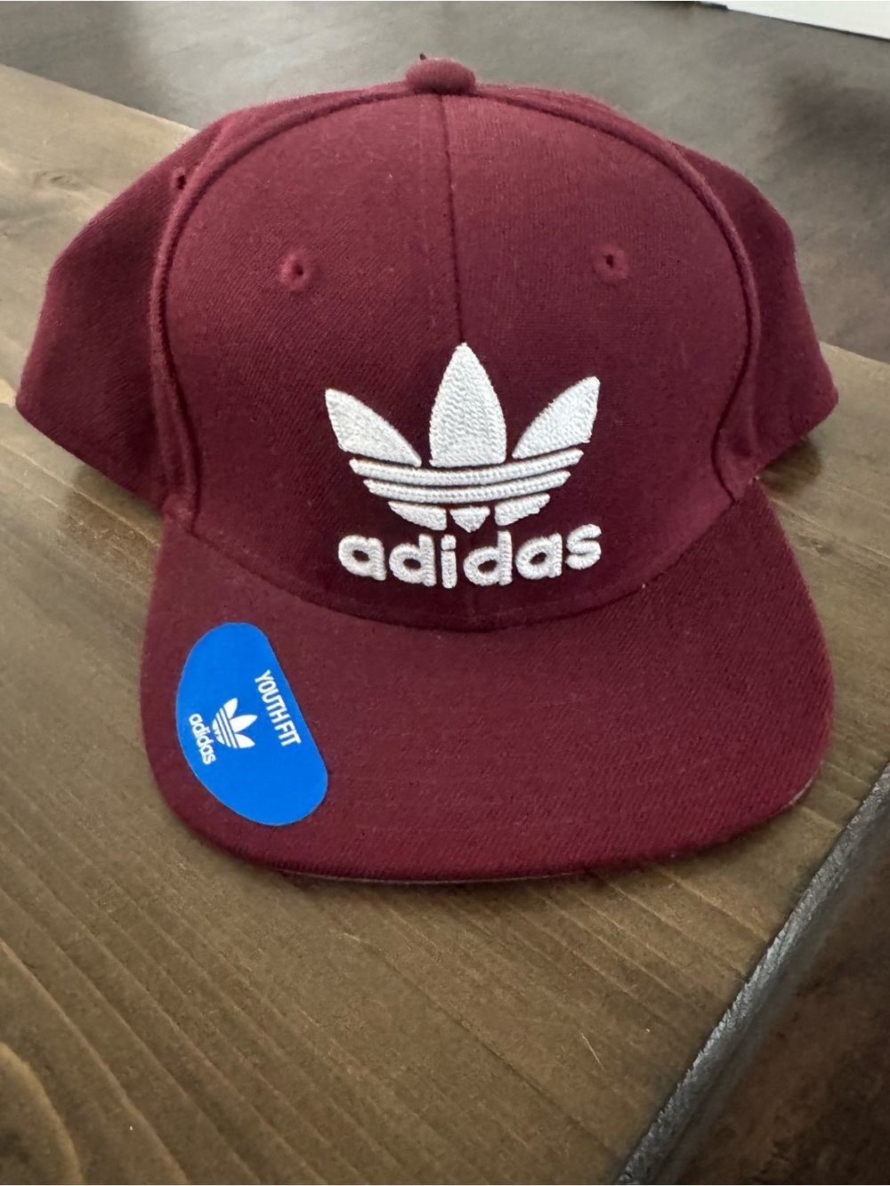 adidas Originals Youth Trefoil Snapback Hat Maroon Burgundy White NWT